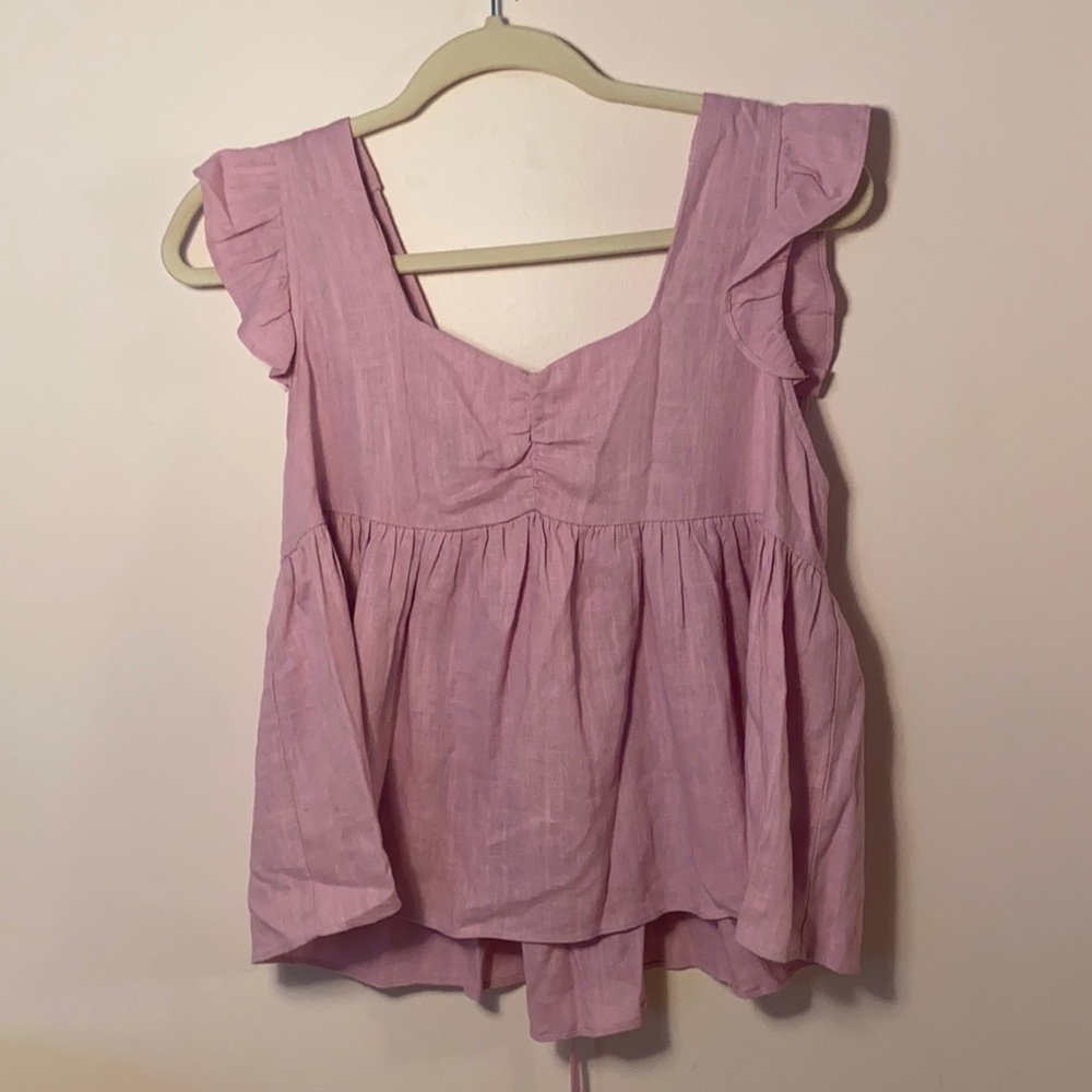 PINK FLOWY TOP - LARGE - WORN ONCE